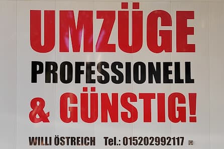 Firmenschild: Umzüge professionell und günstig, Willi Östreich